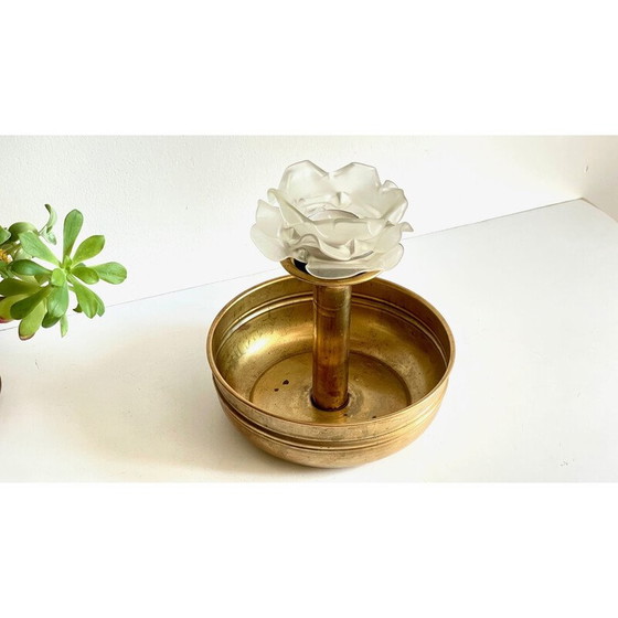 Image 1 of Vintage brass and glass candlestick
