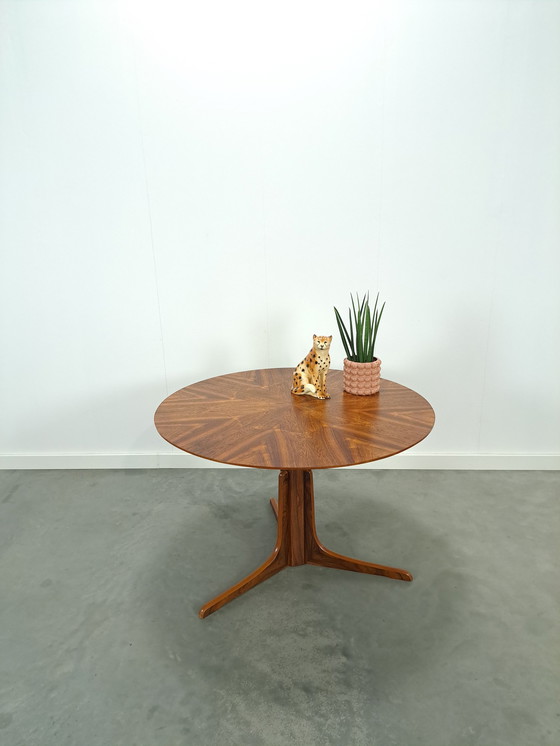 Image 1 of Round rosewood veneer dining table