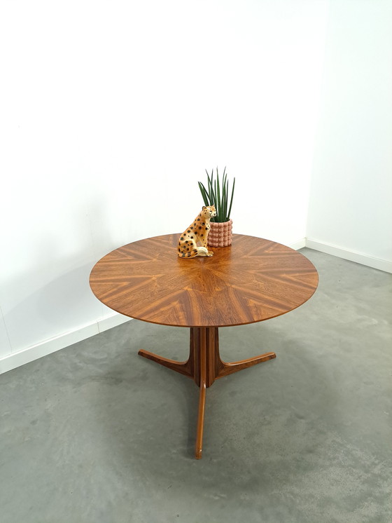 Image 1 of Round rosewood veneer dining table