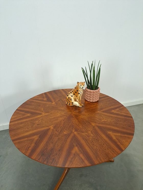 Image 1 of Round rosewood veneer dining table