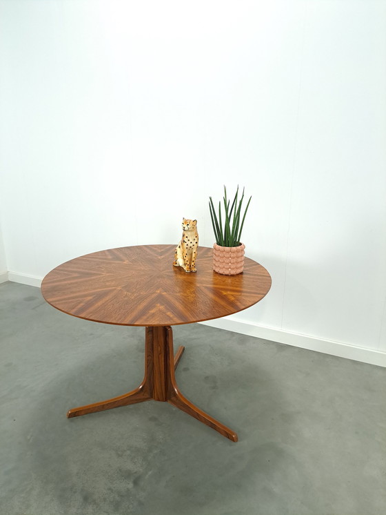 Image 1 of Round rosewood veneer dining table