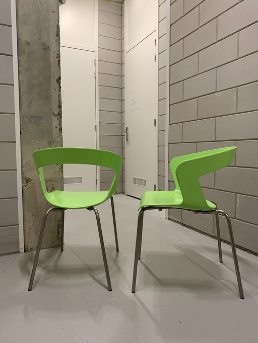 2x Metalmobil Arredo model Ibis chair poison green