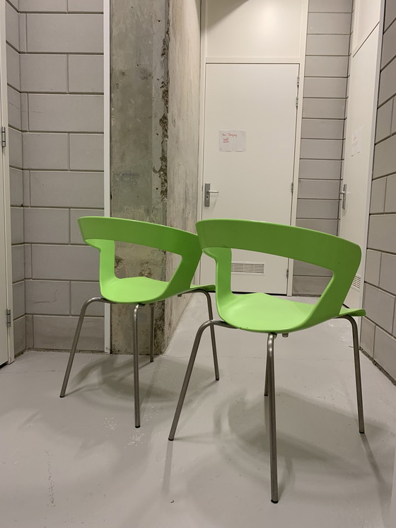 Image 1 of 2x Metalmobil Arredo modèle Ibis chaise vert poison