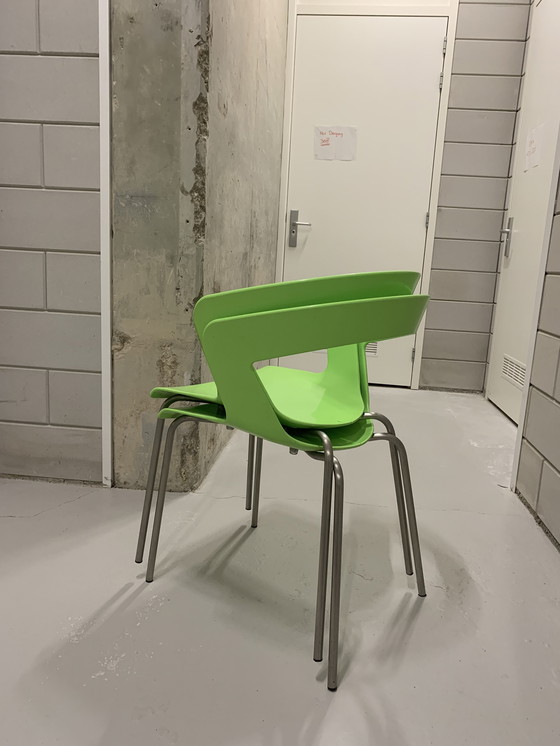 Image 1 of 2x Metalmobil Arredo modèle Ibis chaise vert poison