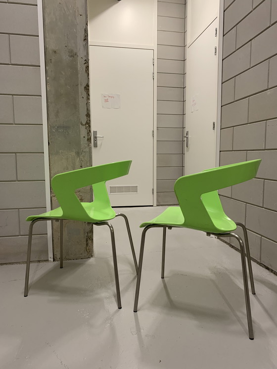 Image 1 of 2x Metalmobil Arredo modèle Ibis chaise vert poison