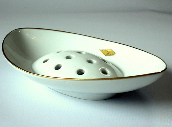 Image 1 of Ciotola Ikebana - vaso - porcellana bianco-oro - Gerold/Bavaria - Vintage