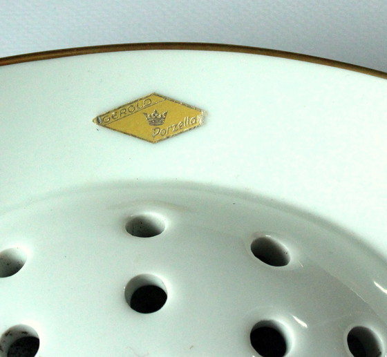Image 1 of Ciotola Ikebana - vaso - porcellana bianco-oro - Gerold/Bavaria - Vintage