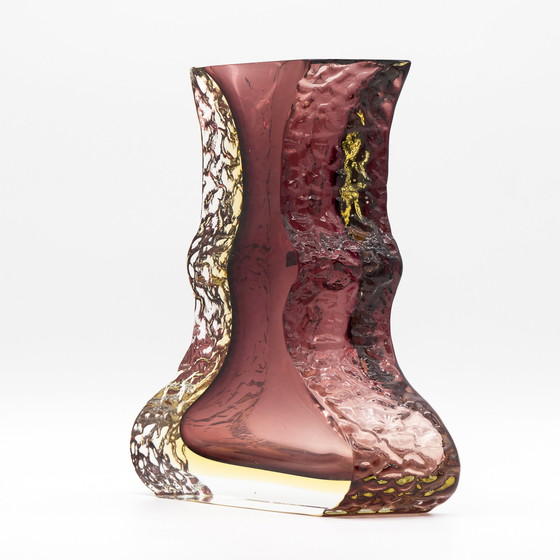 Image 1 of Vase Sommerso Brutaliste Alessandro Mandruzzato en verre de Murano 60s Wine-Red & Yellow