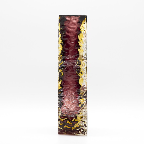 Image 1 of Vase Sommerso Brutaliste Alessandro Mandruzzato en verre de Murano 60s Wine-Red & Yellow