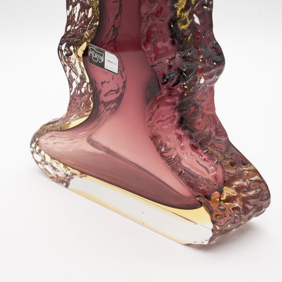 Image 1 of Vase Sommerso Brutaliste Alessandro Mandruzzato en verre de Murano 60s Wine-Red & Yellow