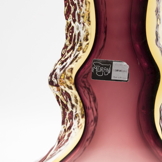 Image 1 of Vase Sommerso Brutaliste Alessandro Mandruzzato en verre de Murano 60s Wine-Red & Yellow