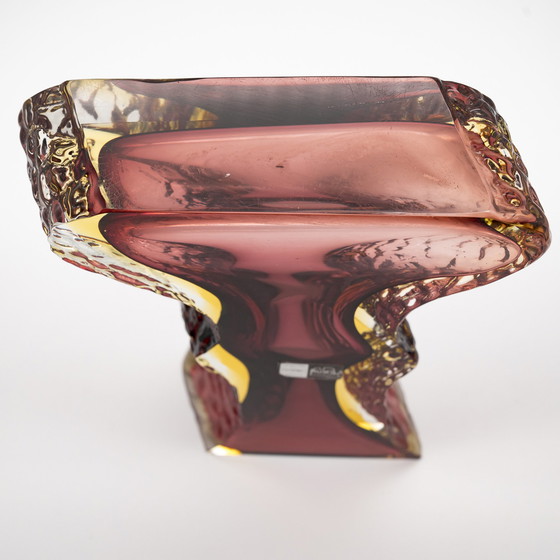Image 1 of Vase Sommerso Brutaliste Alessandro Mandruzzato en verre de Murano 60s Wine-Red & Yellow