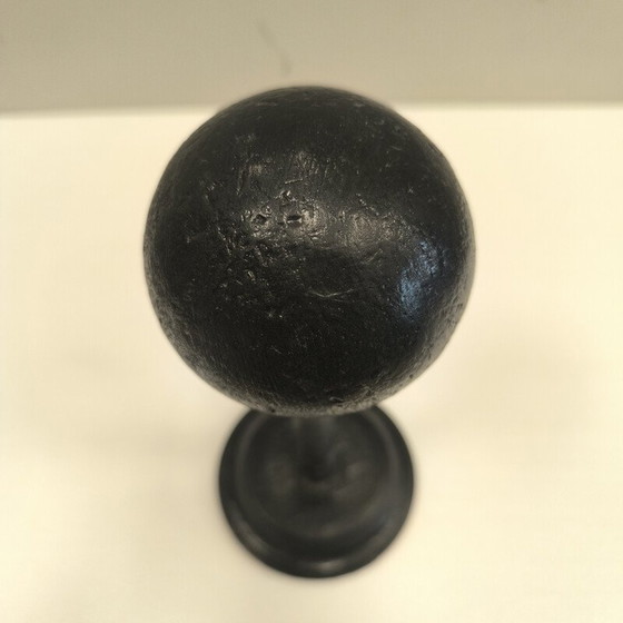 Image 1 of Vintage turned and blackened wooden hat base, France