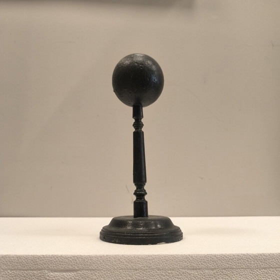 Image 1 of Vintage turned and blackened wooden hat base, France