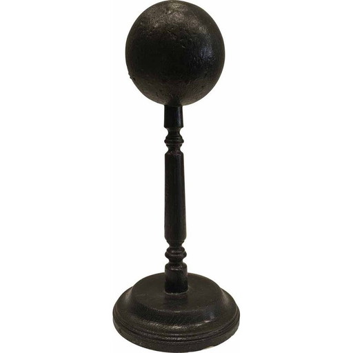 Vintage turned and blackened wooden hat base, France
