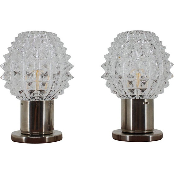 Image 1 of Pair of vintage cut glass table lamps by Kamenicky Senov, Czech Republic 1960