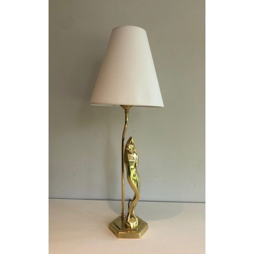 Vintage brass lamp representing a stylized woman, 1970
