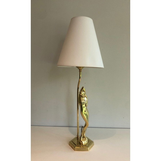 Image 1 of Vintage brass lamp representing a stylized woman, 1970