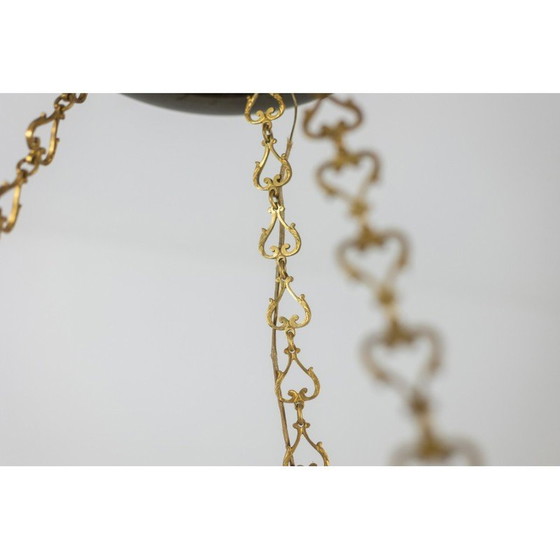 Image 1 of Vintage chandelier in gilded bronze and black lacquered sheet metal for Maison Baguès, France 1950