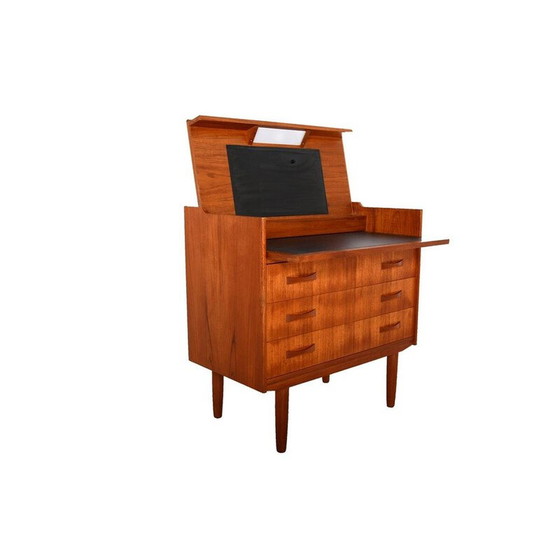 Image 1 of Vintage teak and leather secretary, Denmark 1960