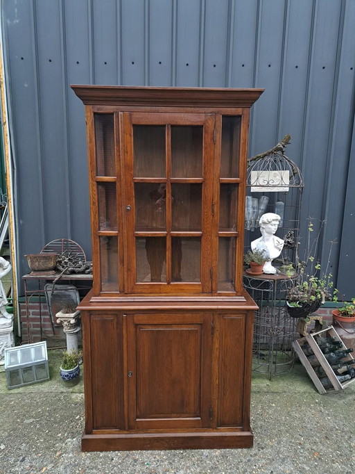 Classic English Display Cabinet, Dinner Cupboard, Buffet Cupboard, Bookcase Dim. 110x41cm and 219cm High