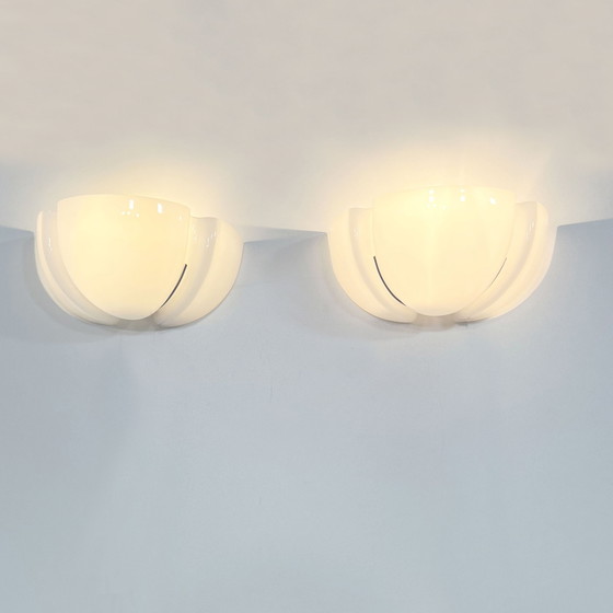 Image 1 of Pair Of Murano Glass Wall Lamps From Vistosi, 1970S