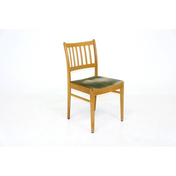 Image 1 of Vintage oakwood and velvet chair, Sweden 1950