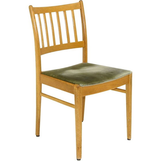 Image 1 of Vintage oakwood and velvet chair, Sweden 1950