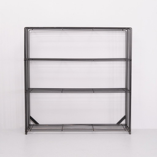 Tjerk Reijenga for Pilastro black metal folding screen or bookcase