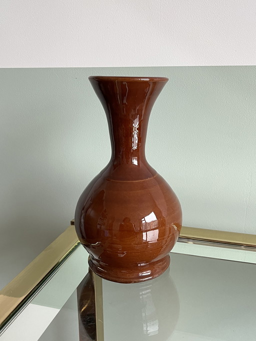 Vase vintage émaillé brun