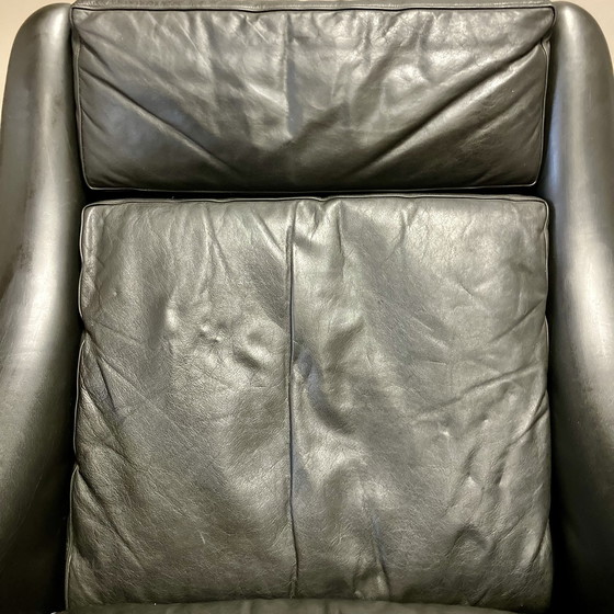 Image 1 of Aage Christiansen Scandinavian Design Armchair Black Leather 1950.