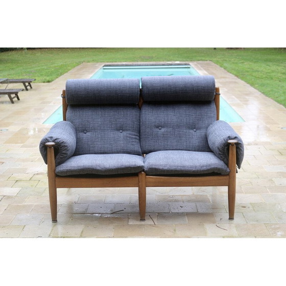 Image 1 of Vintage sofa in oak and mottled gray fabrics by Eric Merthen for Ire Møbler, Sweden 1960s