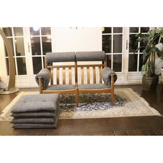 Image 1 of Vintage sofa in oak and mottled gray fabrics by Eric Merthen for Ire Møbler, Sweden 1960s