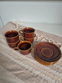 Set Vintage Cp Colditz Porcelain German Coffee Cups - Brown