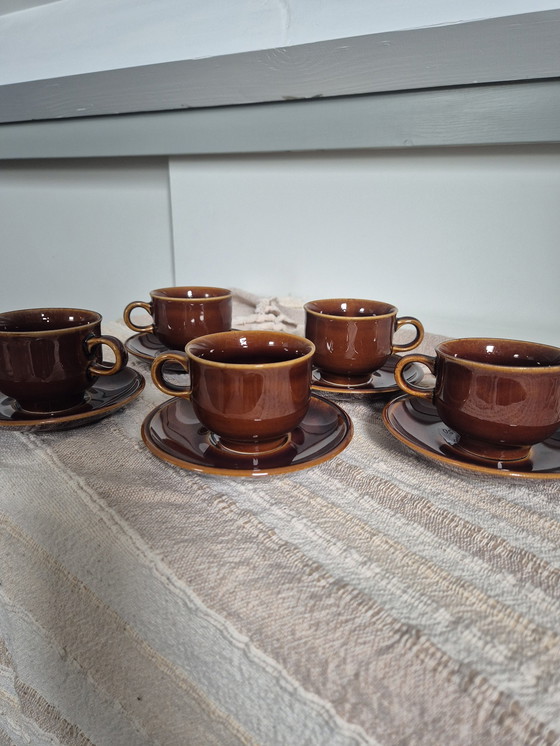 Image 1 of Set di tazze da caffè tedesche vintage in porcellana Colditz Cp - Marrone