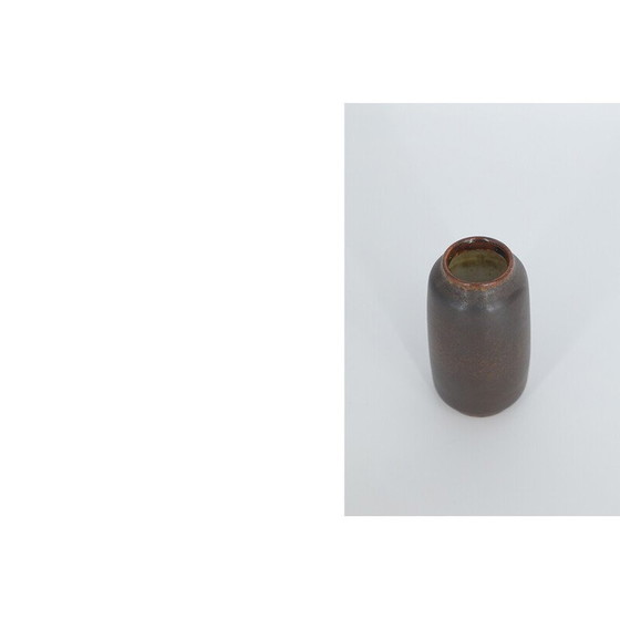 Image 1 of Vitnage collection vase in dark chocolate stoneware by Gunnar Borg for Höganäs Ceramics, Sweden 1960