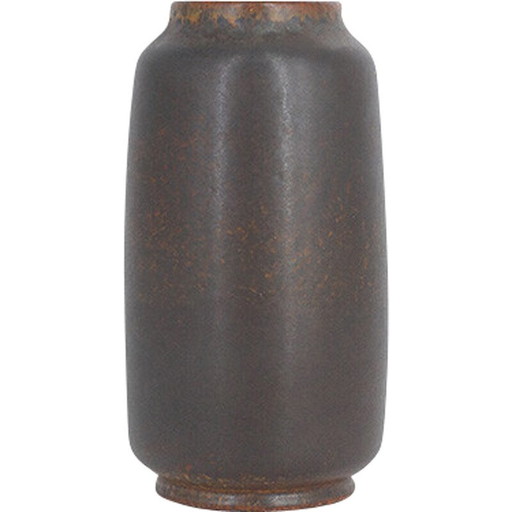 Vitnage collection vase in dark chocolate stoneware by Gunnar Borg for Höganäs Ceramics, Sweden 1960