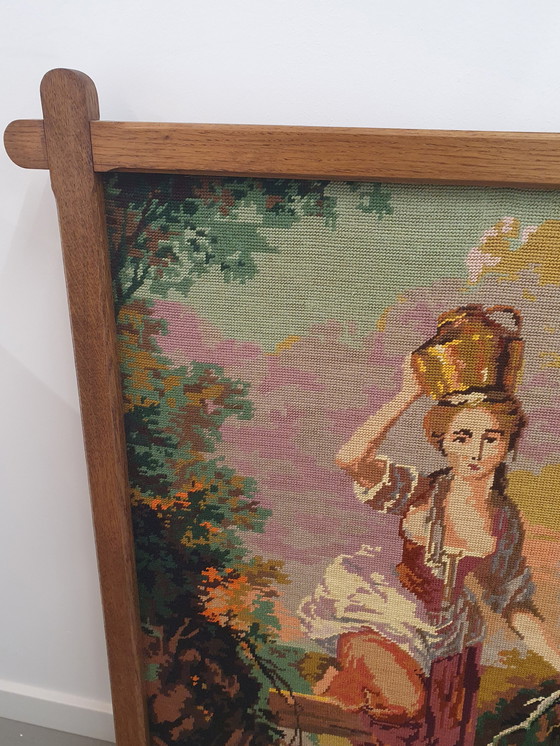 Image 1 of 1781 Vintage Embroidery Milkmaid La Laitiere J.B. Huet