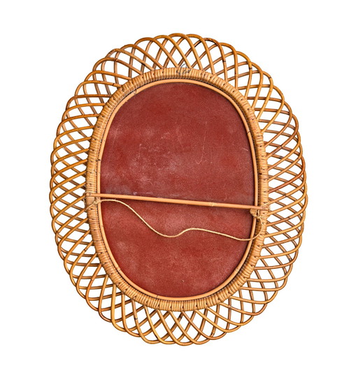 Oval bamboo wall mirror by Franco Albini, 1970s