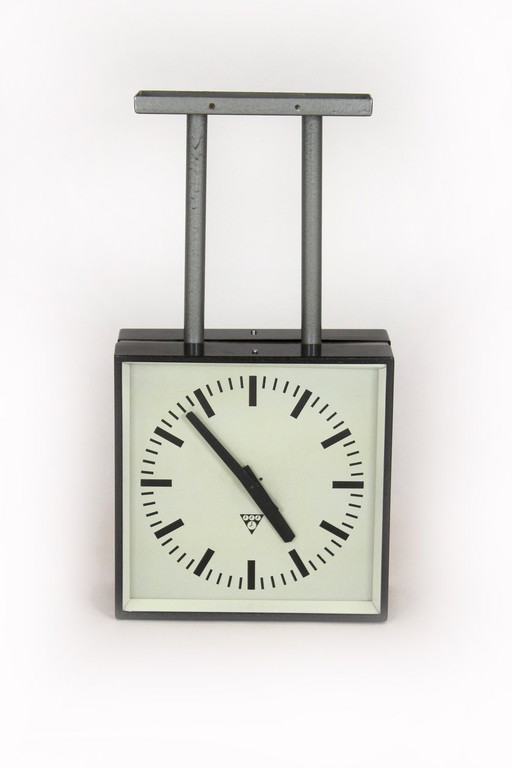 Large Double-Sided Railway Clock from Pragotron, 1980s