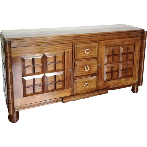 Vintage mahogany sideboard with 2 doors and 3 drawers, 1930