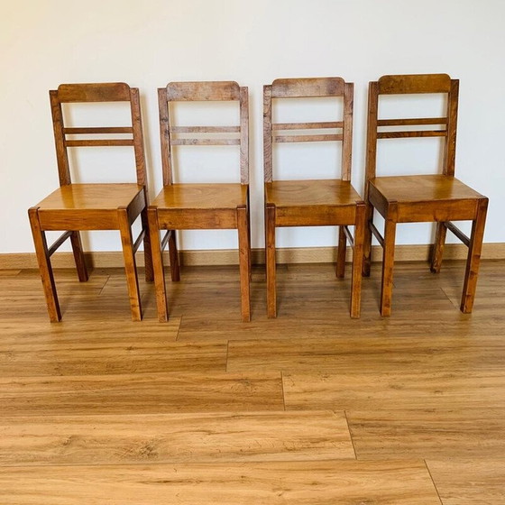 Image 1 of Set of 4 vintage plywood chairs, 1960