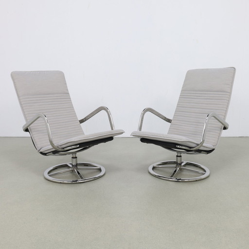 2x Vintage Swivel Chair, 1980s New Cushions