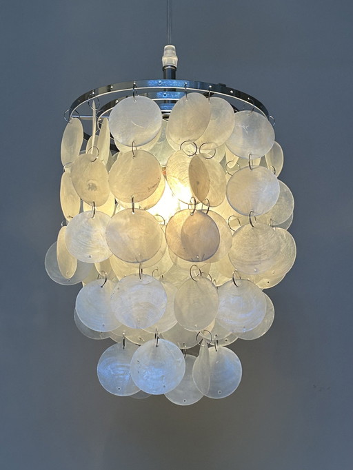 Capiz Shells Pendant Lamp Pearl Chrome Frame