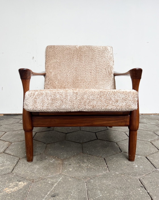 Image 1 of Danish design armchair with bouclé cushions, 1970s