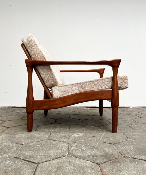 Image 1 of Danish design armchair with bouclé cushions, 1970s