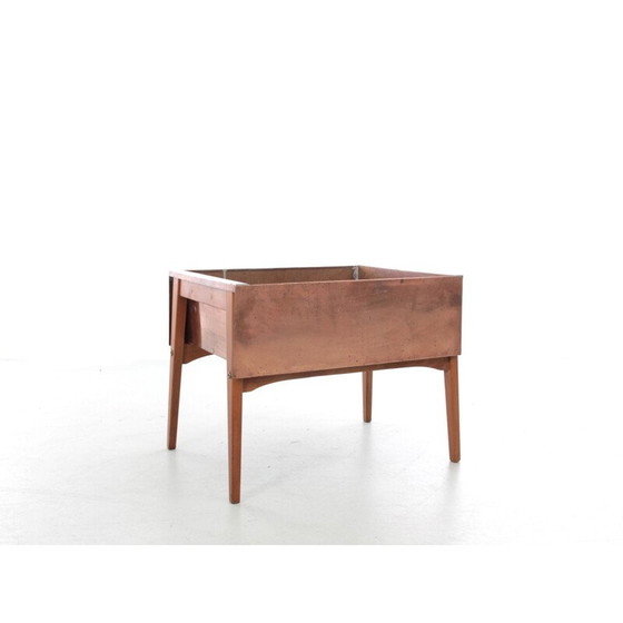 Image 1 of Scandinavian vintage planter in beech and copper