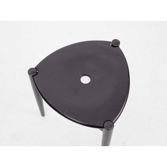 Image 1 of Vintage Swedish tripod stool in black lacquered beechwood