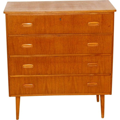 Cassettiera vintage scandinava in teak e faggio, Svezia 1960