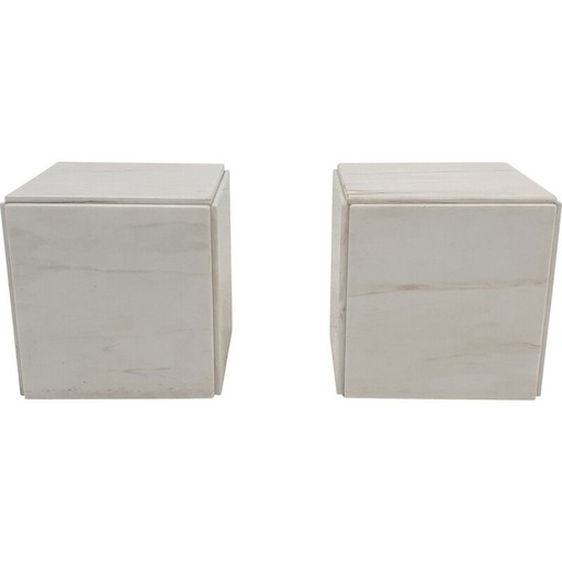 Pair of vintage marble side tables, Italy 1980s